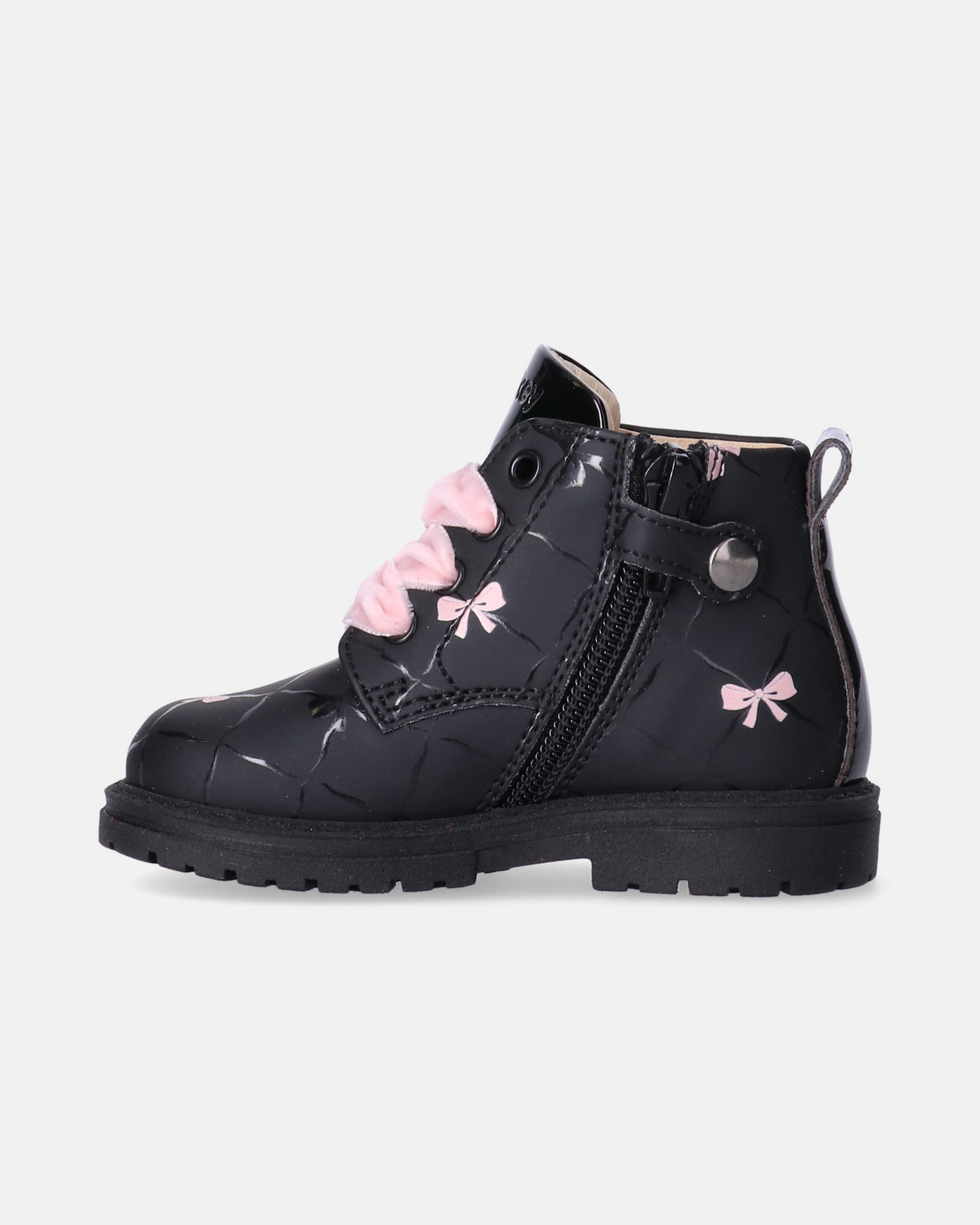 Stivaletti bambina in pelle con lacci in velluto