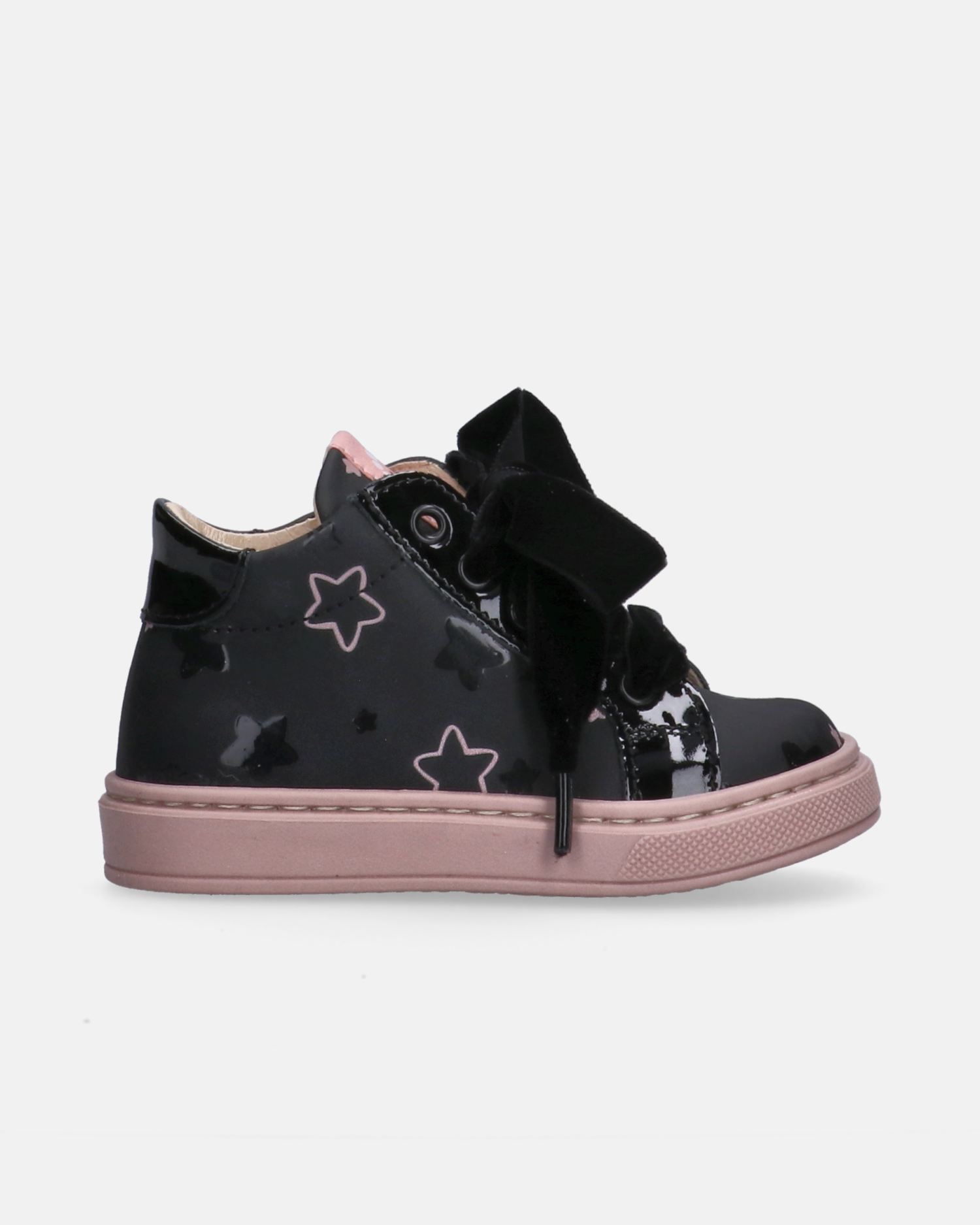 Sneakers bambina con stelle e lacci in velluto