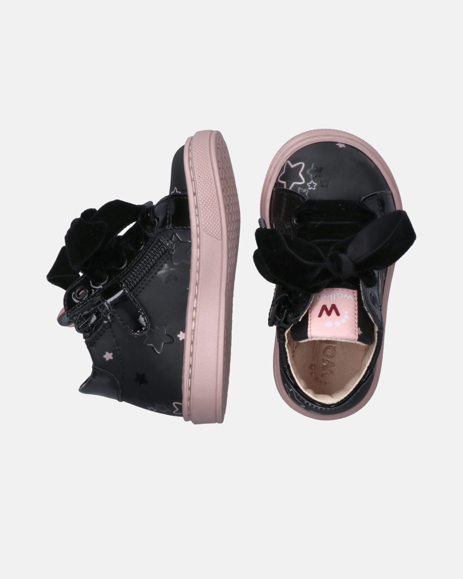 Sneakers bambina con stelle e lacci in velluto