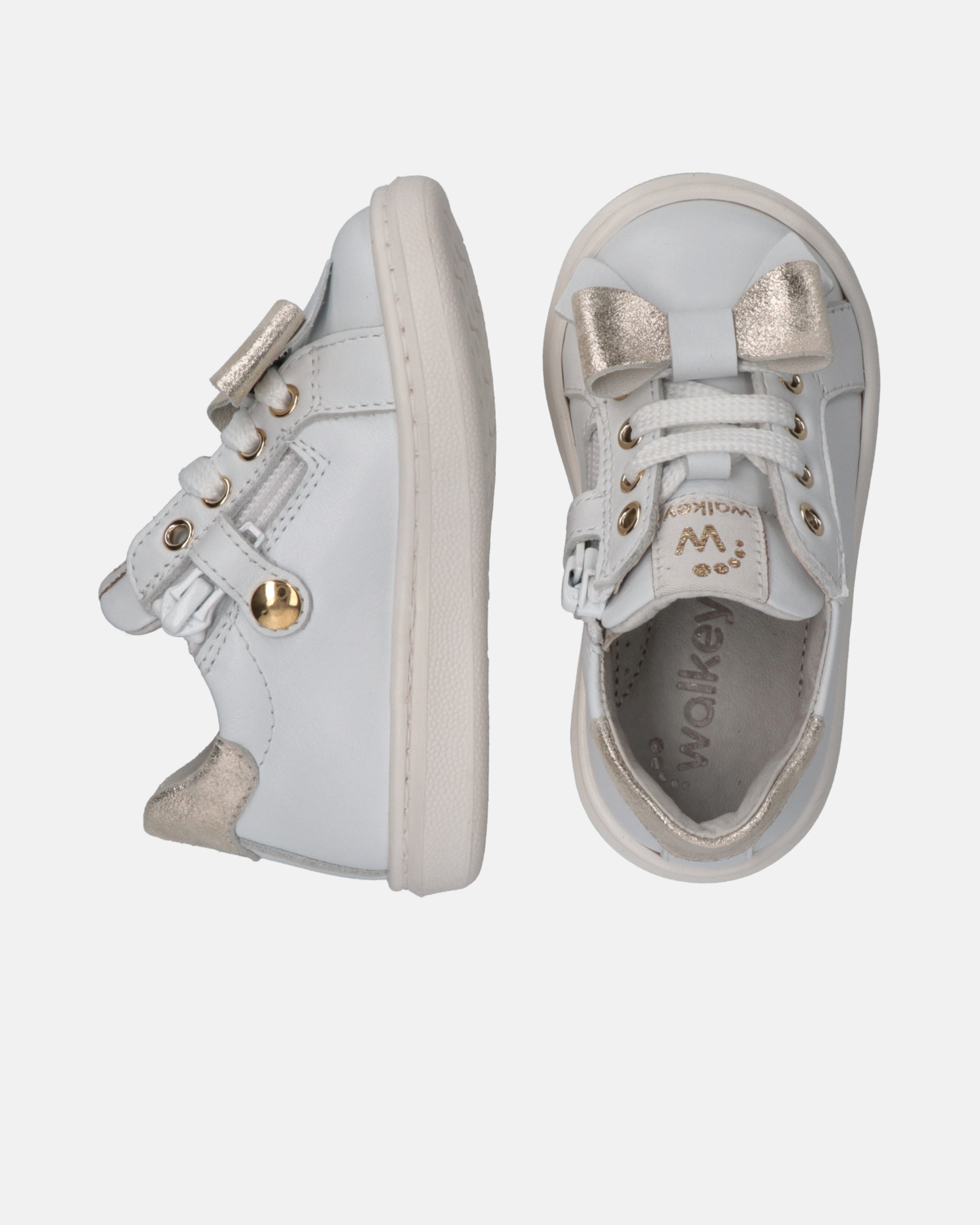 Sneakers primi passi in pelle con fiocchi