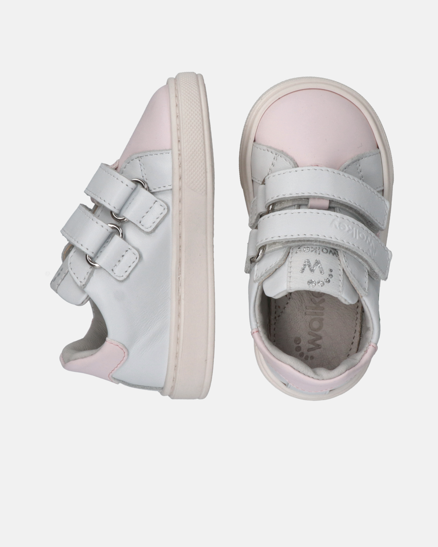 Sneakers in pelle con doppio velcro e fiocchetti