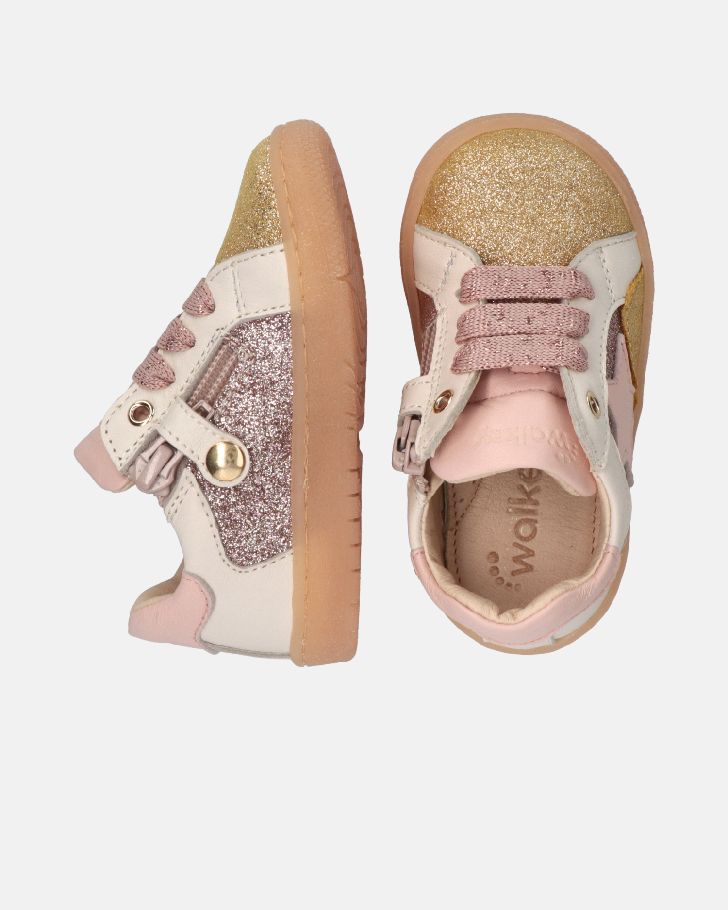 Sneakers primi passi con glitter e stella laterale