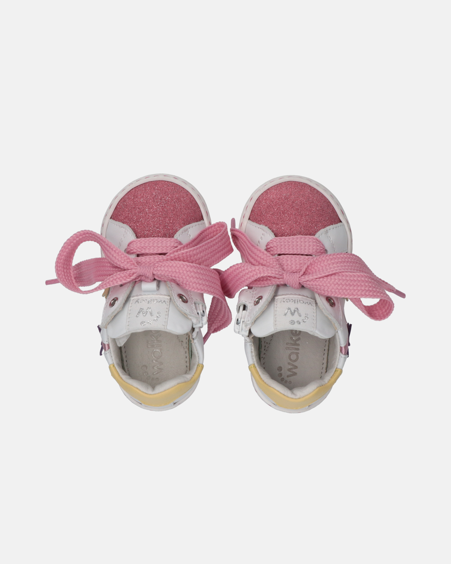 Sneakers primi passi con stelle multicolor e punta glitter