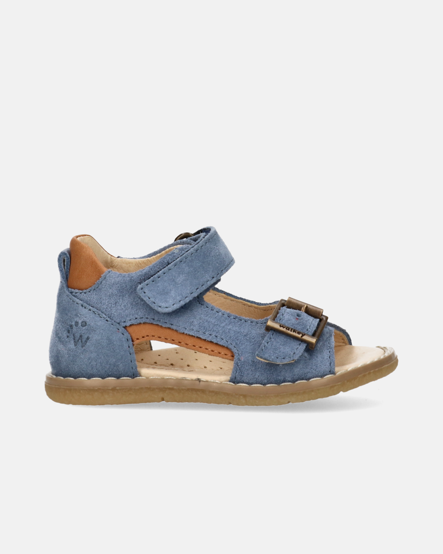 Sandali primi passi in camoscio con tallone chiuso