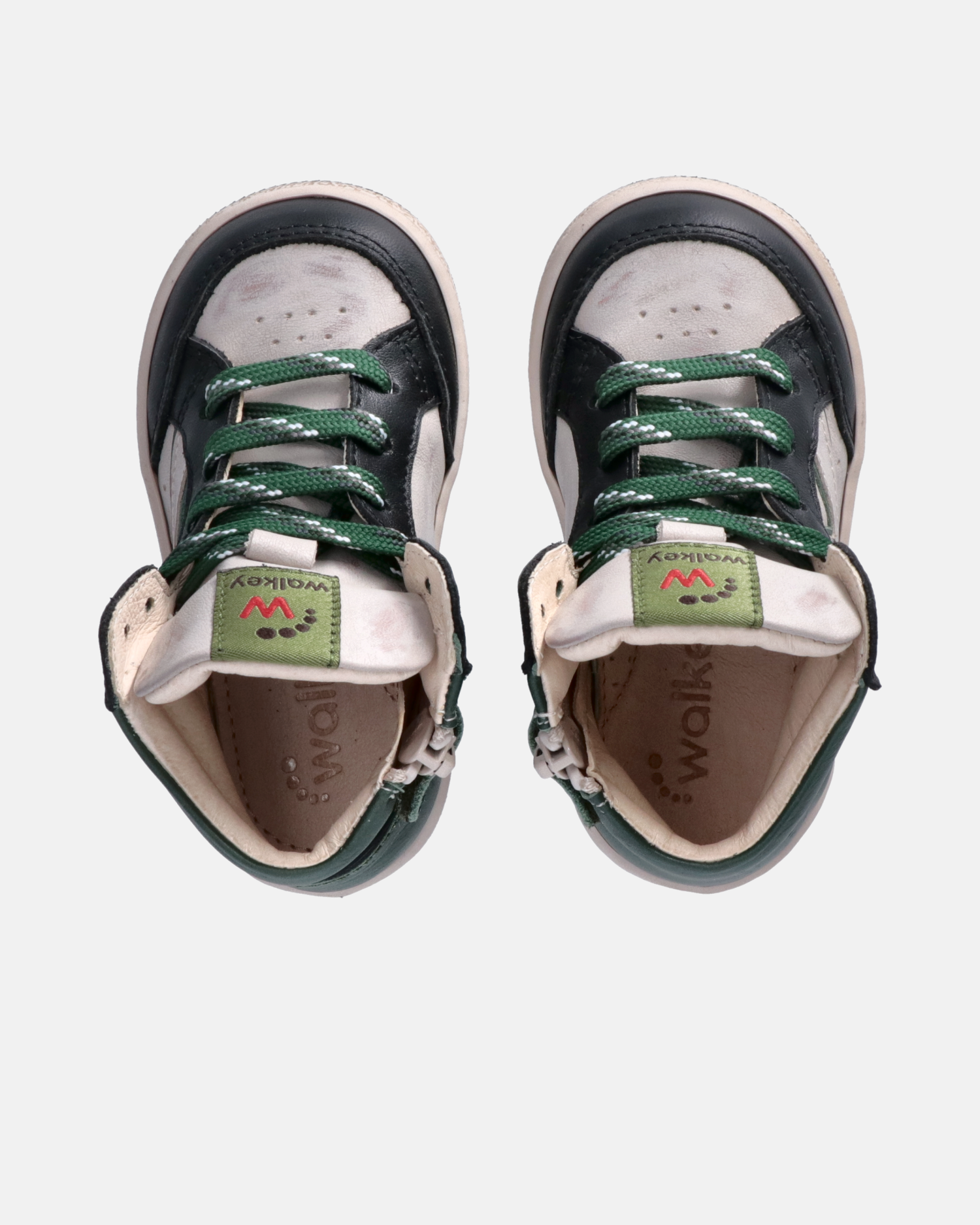 Sneakers bambino in pelle con dettagli colorati a contrasto e zip interna