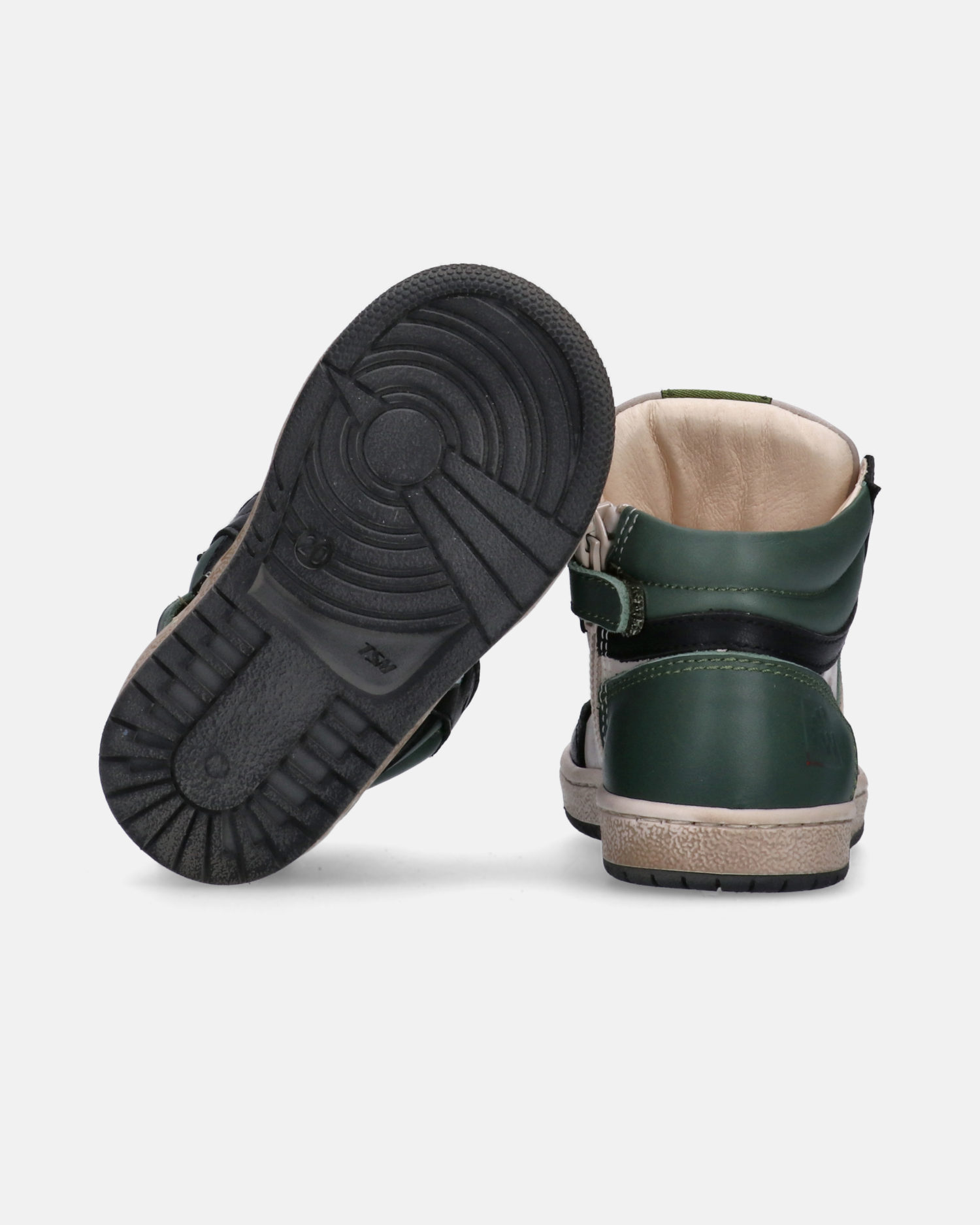 Sneakers bambino in pelle con dettagli colorati a contrasto e zip interna