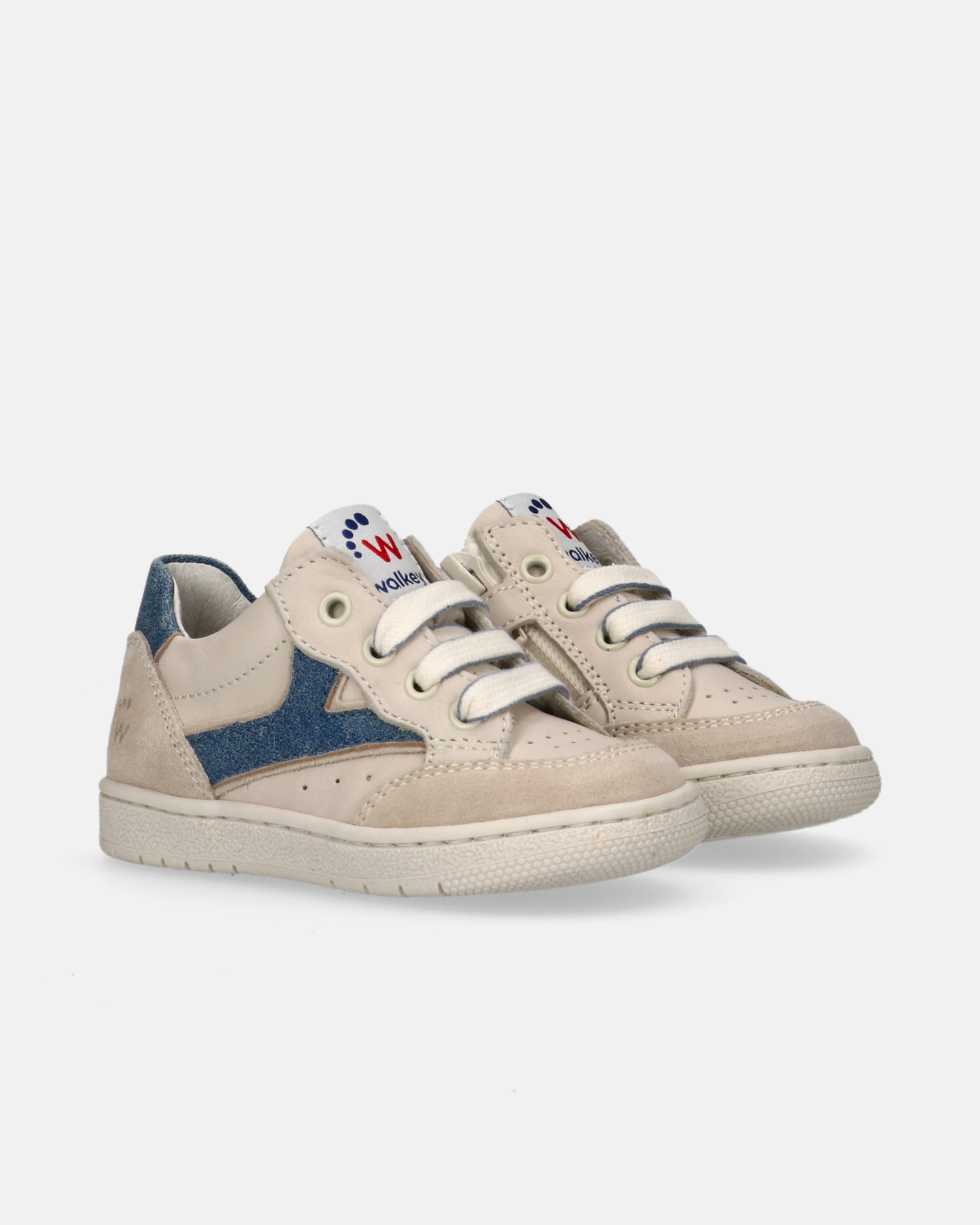 Sneakers bambino avorio con dettagli blu