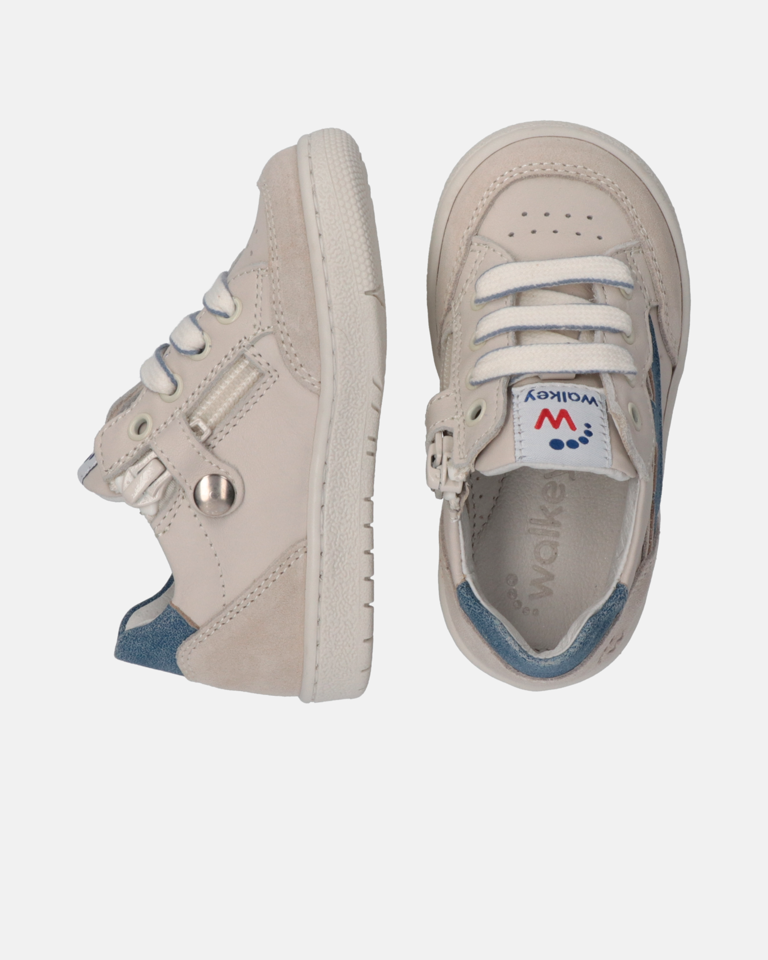 Sneakers bambino avorio con dettagli blu