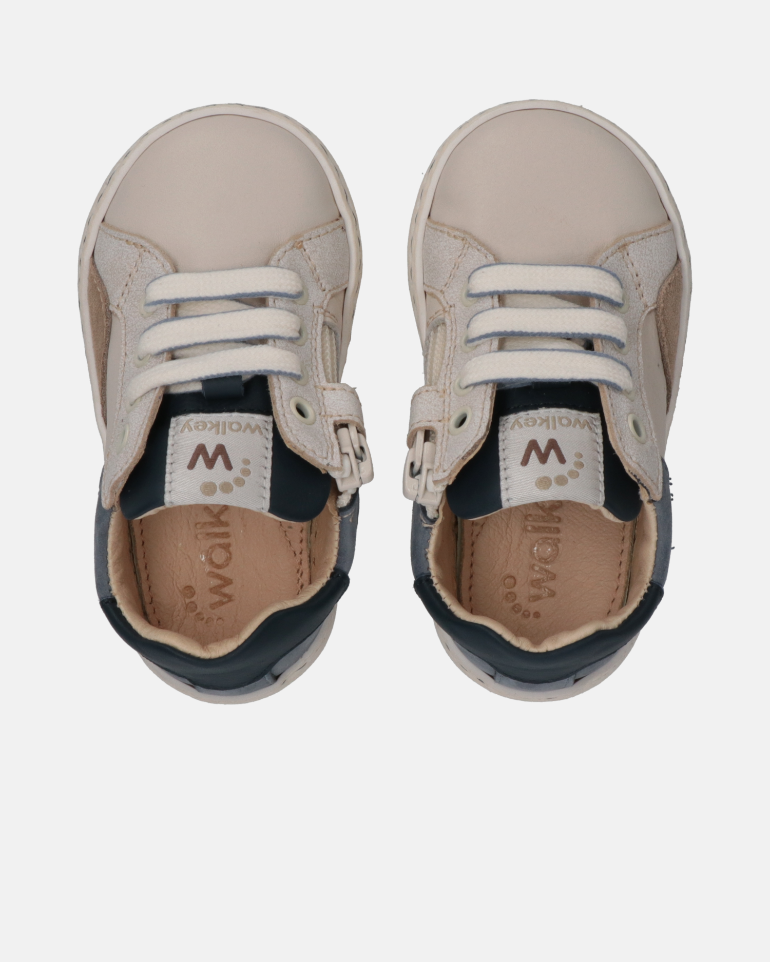 Sneakers primi passi in pelle e nabuk con zip