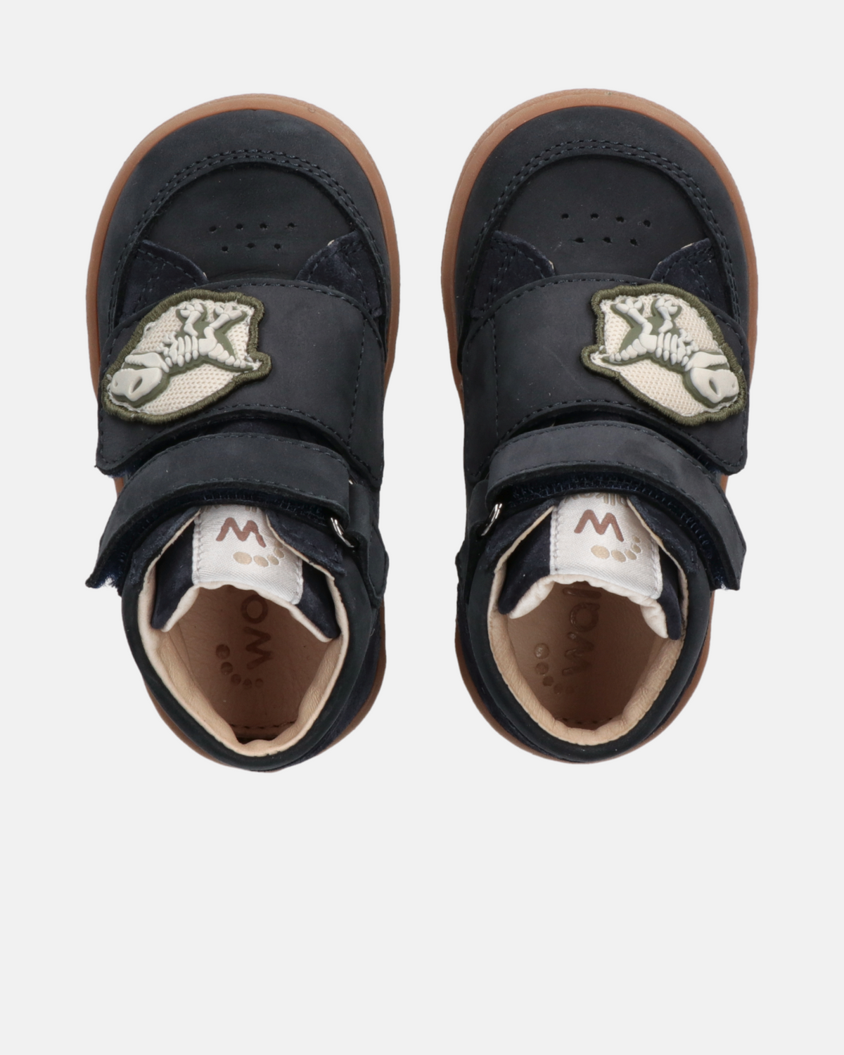 Sneakers alte bambino in nabuk con doppio velcro