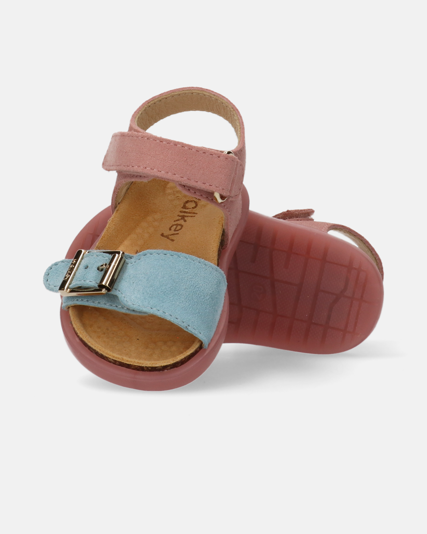 Sandali color block in camoscio con suola preformata