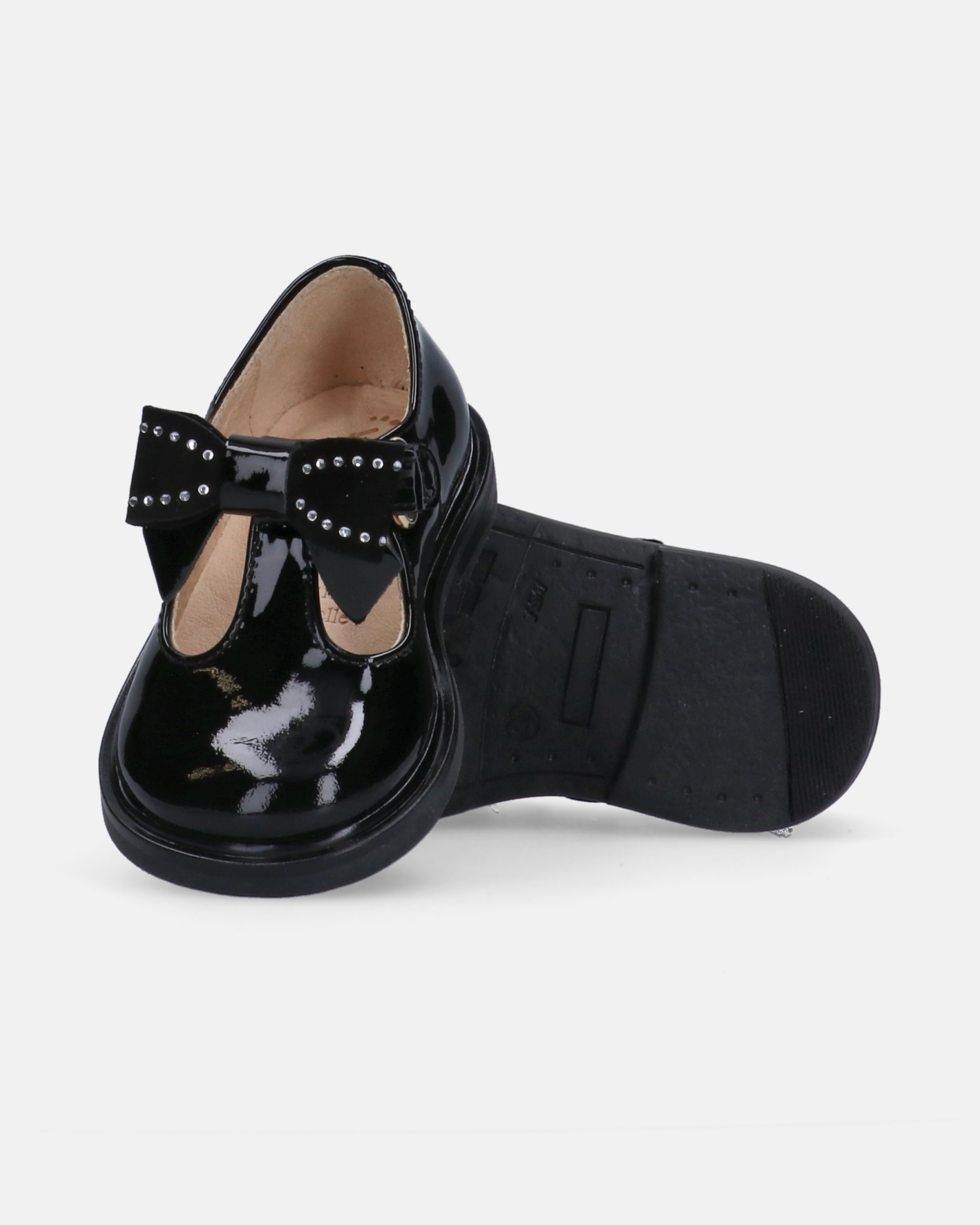 T-bar first steps shoes with a precious bow