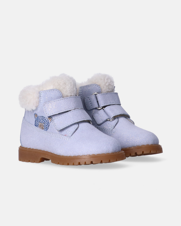 Stivaletti roccia da bambina in pelle e montone