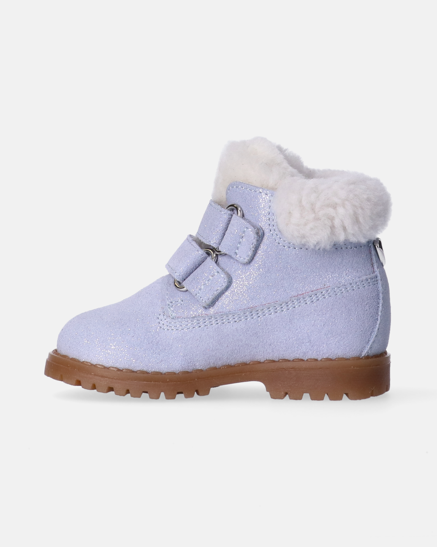 Girls' rock ankle boots in leather and sheepskin