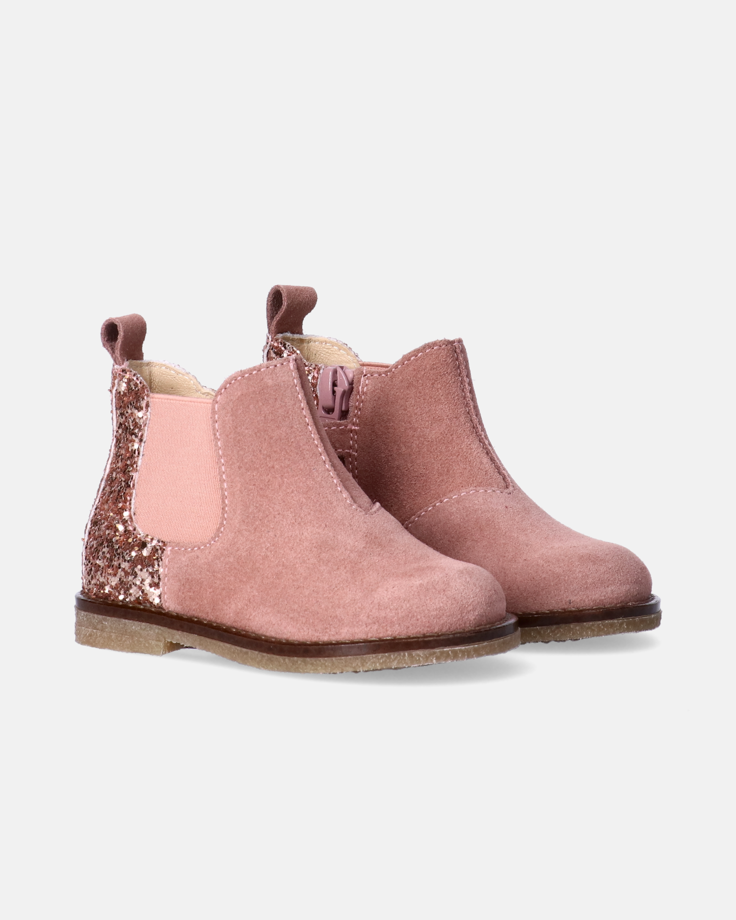Stivaletti da bambina rosa Walkey con inserti glitter e zip interna.