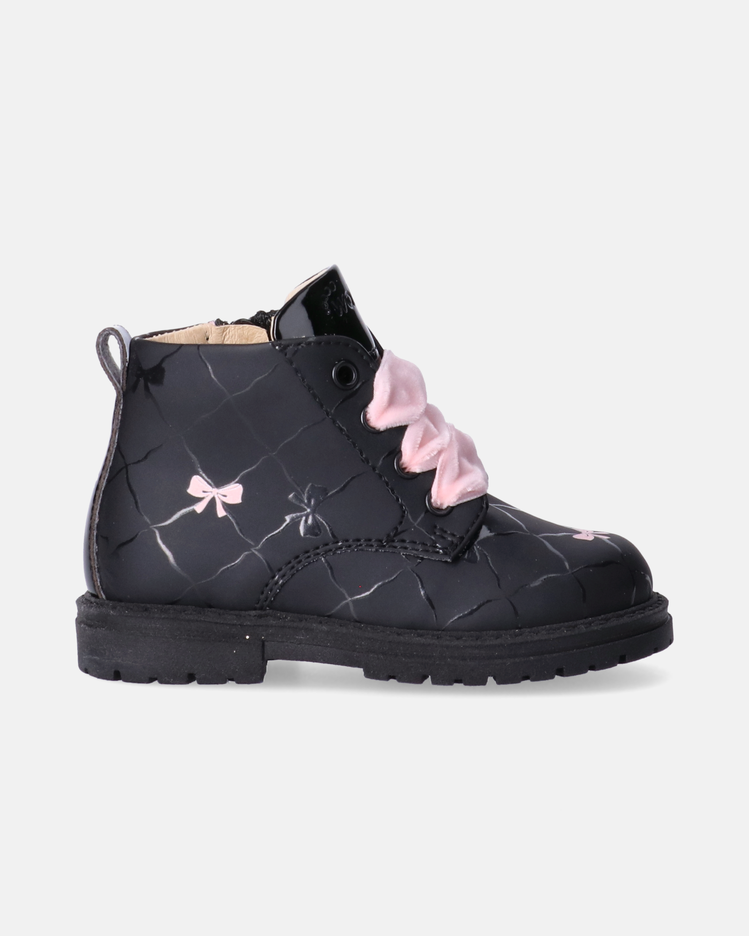 Stivaletti bambina in pelle con lacci in velluto