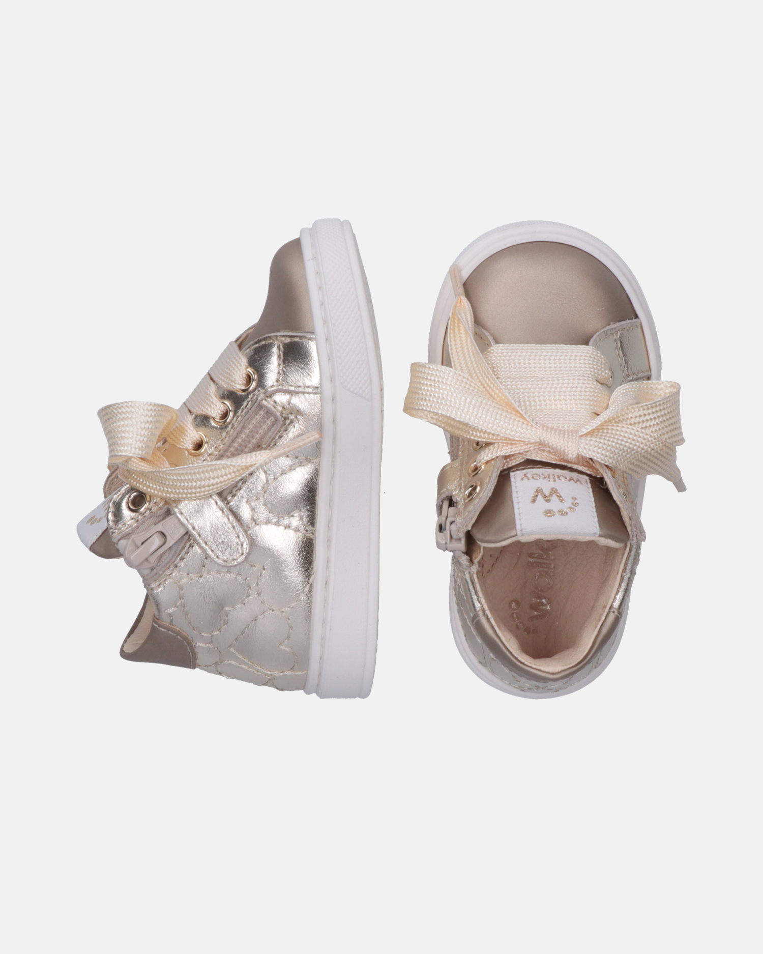 Sneakers da bambina con cuori ricamati e zip interna