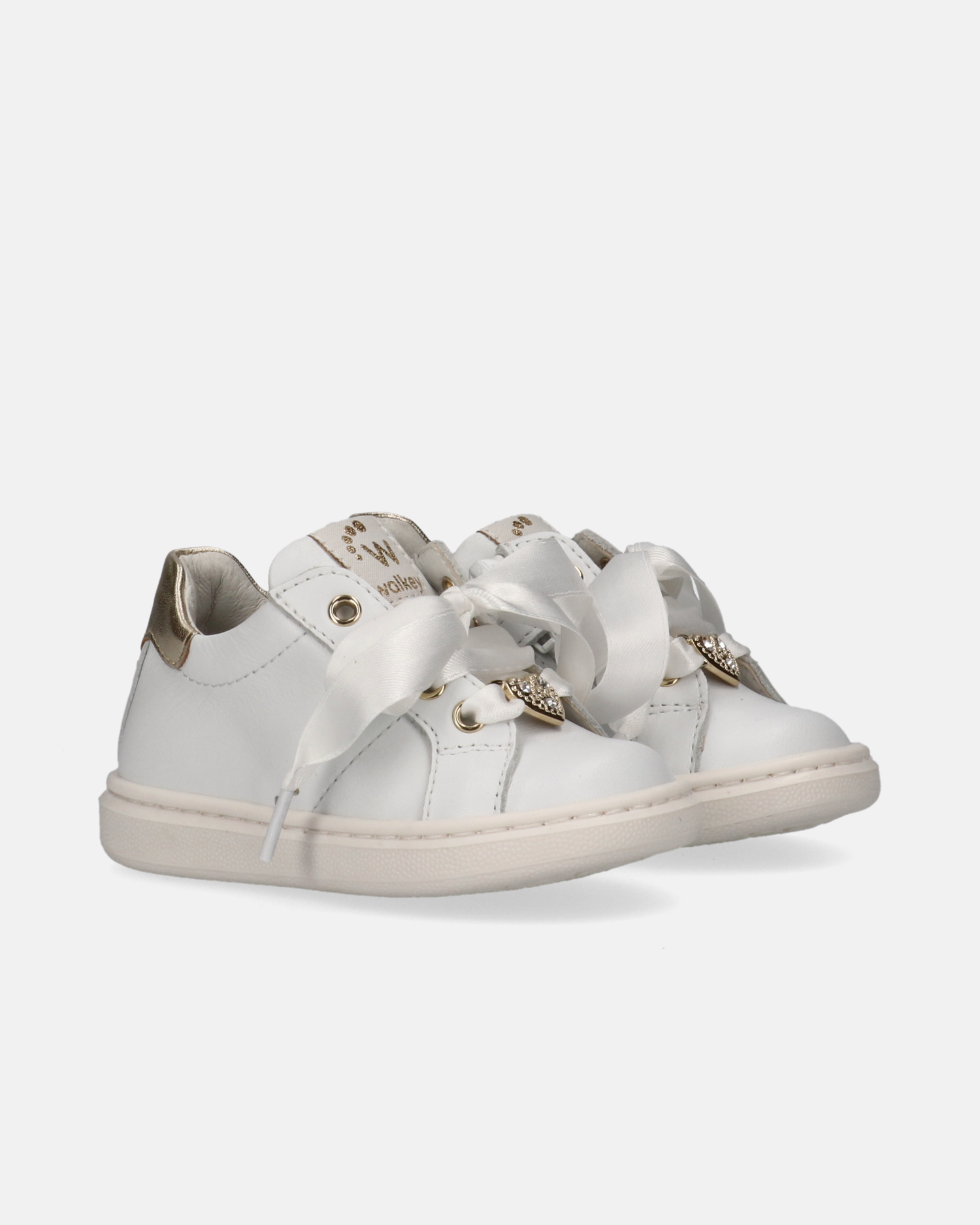 Sneakers primi passi in pelle con dettagli cuore