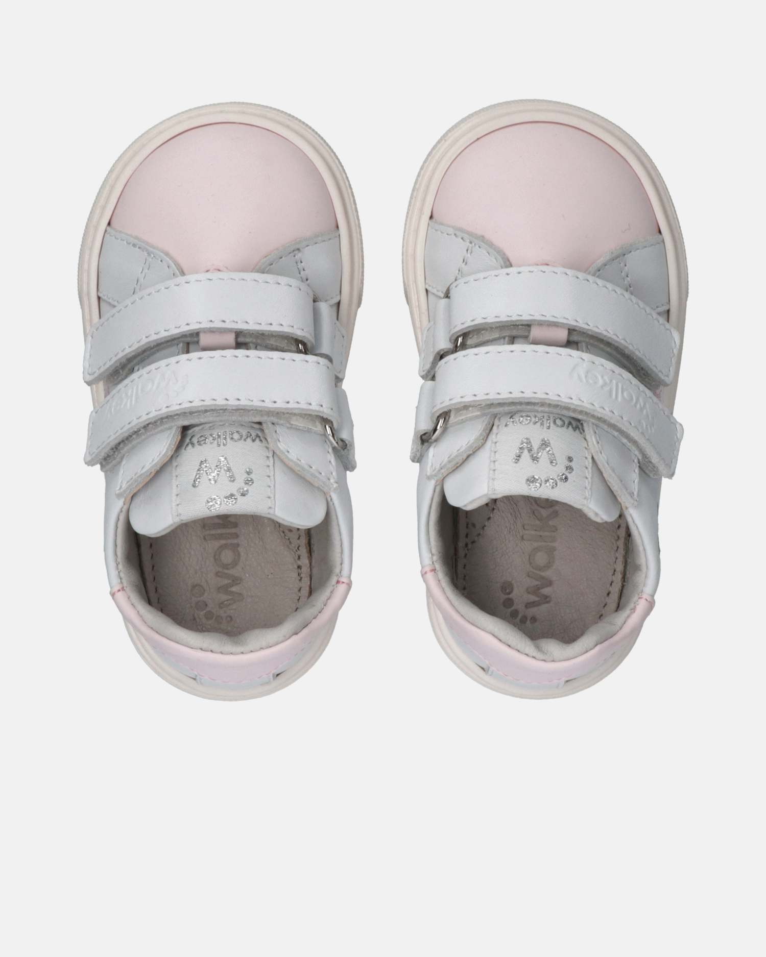 Sneakers in pelle con doppio velcro e fiocchetti