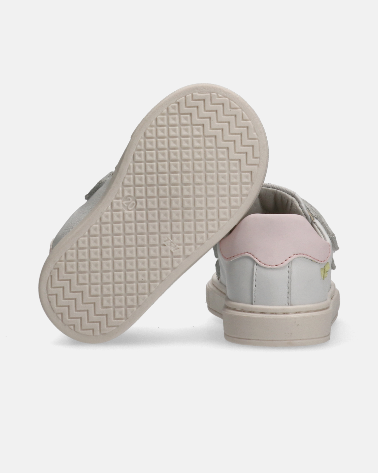 Sneakers in pelle con doppio velcro e fiocchetti