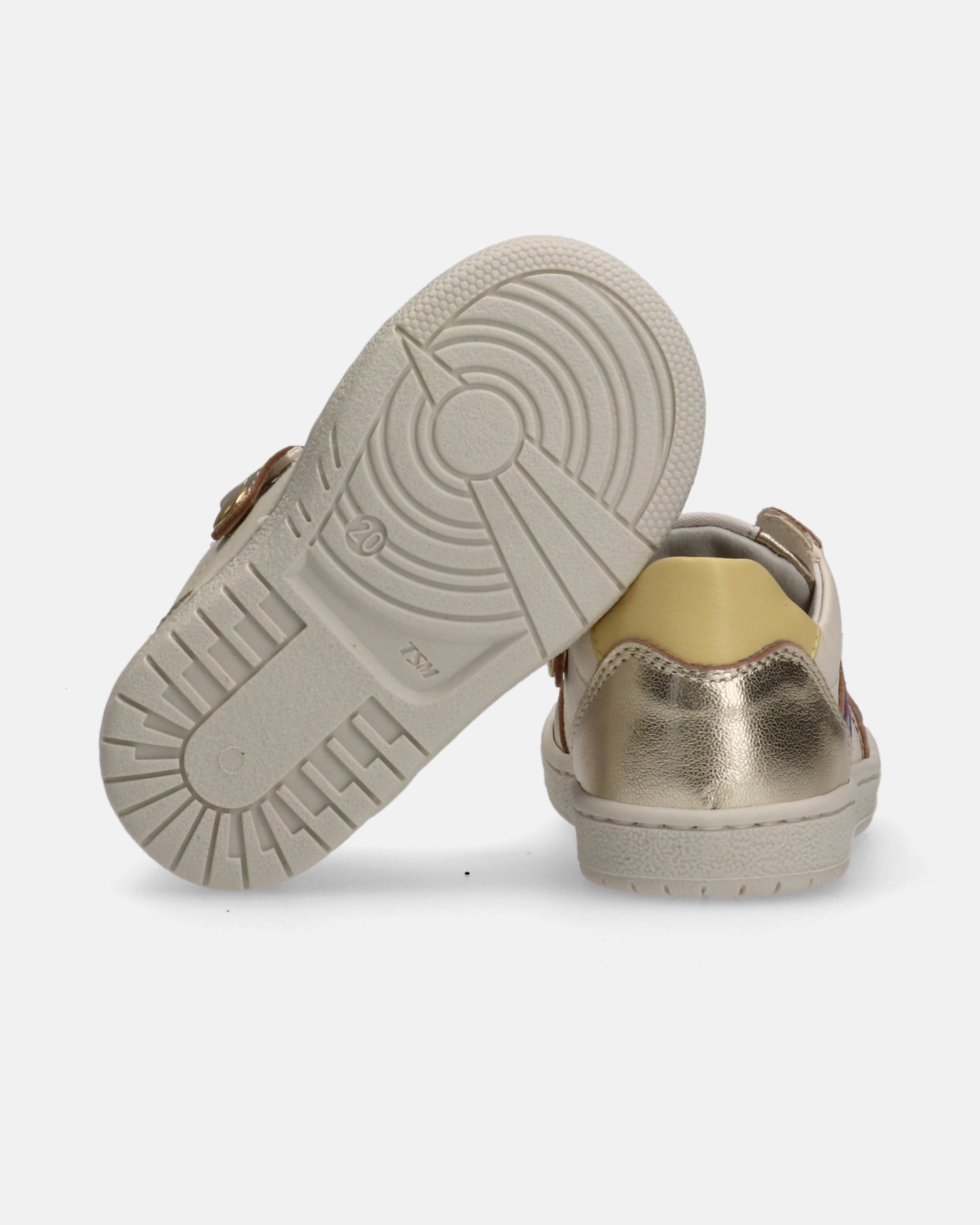 Sneakers primi passi in pelle con inserti laminati multicolor