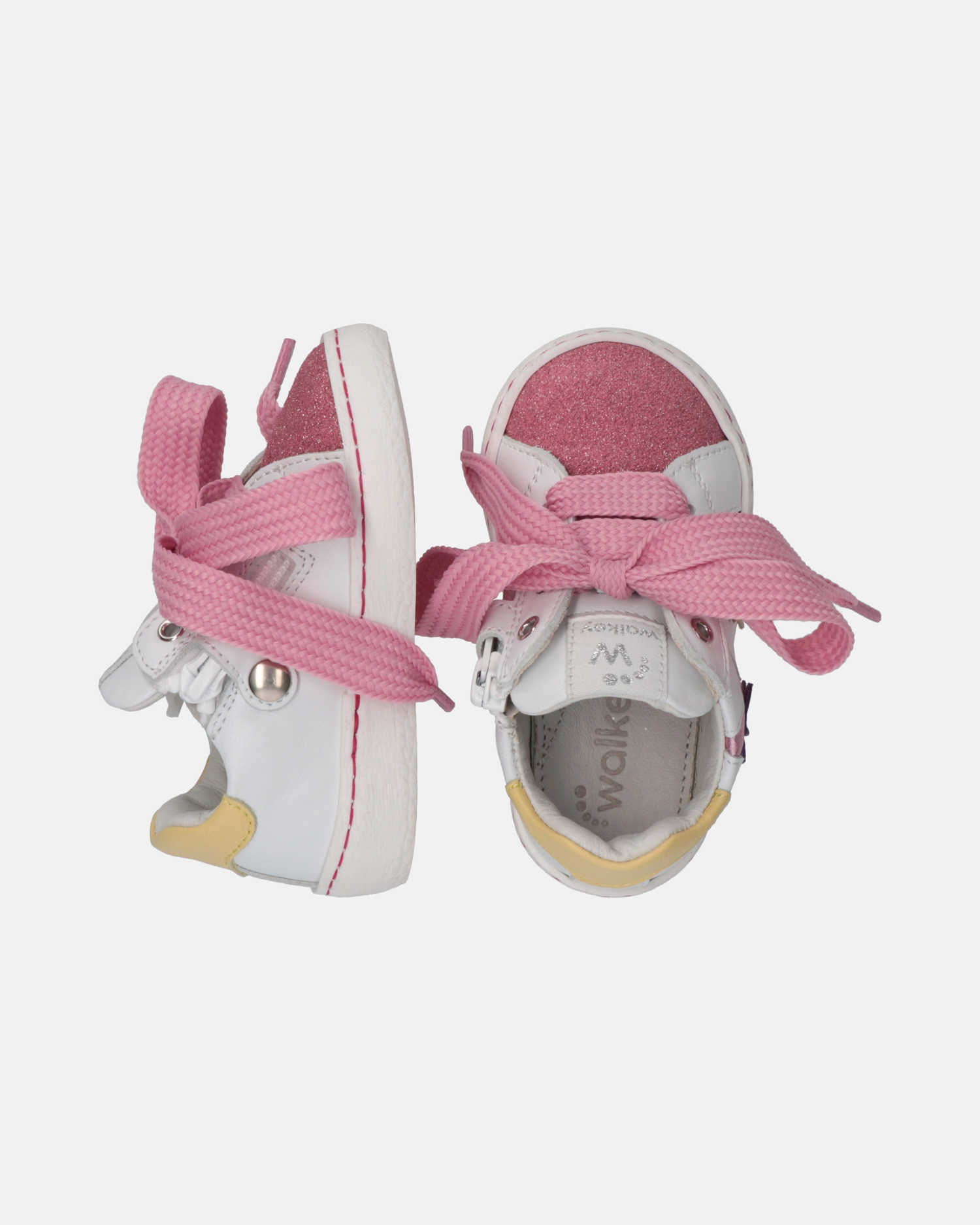 Sneakers primi passi con stelle multicolor e punta glitter