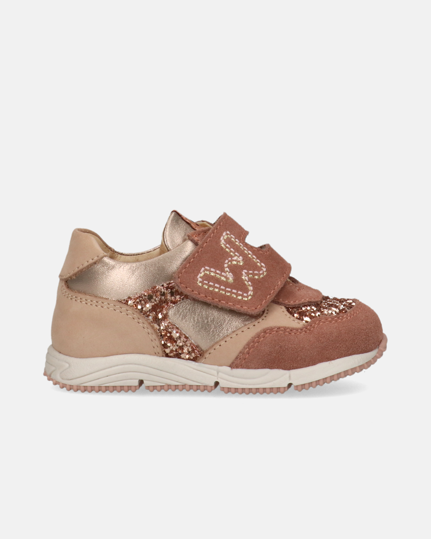 Sneakers da bambina con patch Walkey glitter