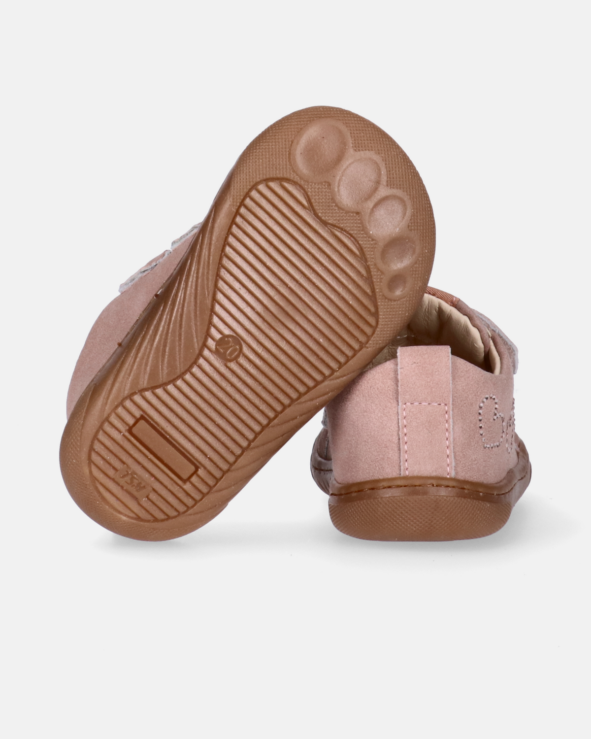 Sneakers primi passi Barefoot in crosta con doppio velcro