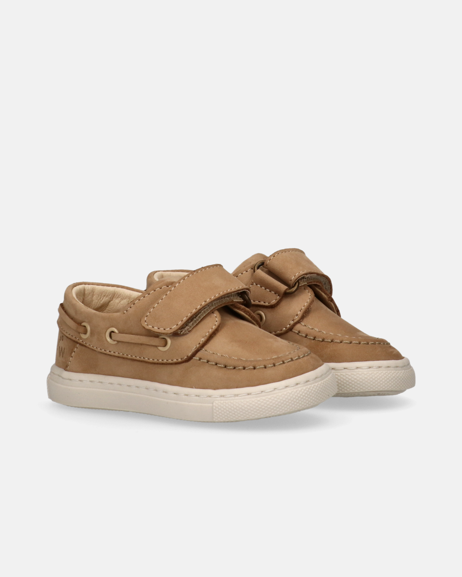 Mocassini primi passi da bambino in nabuk beige modello barca
