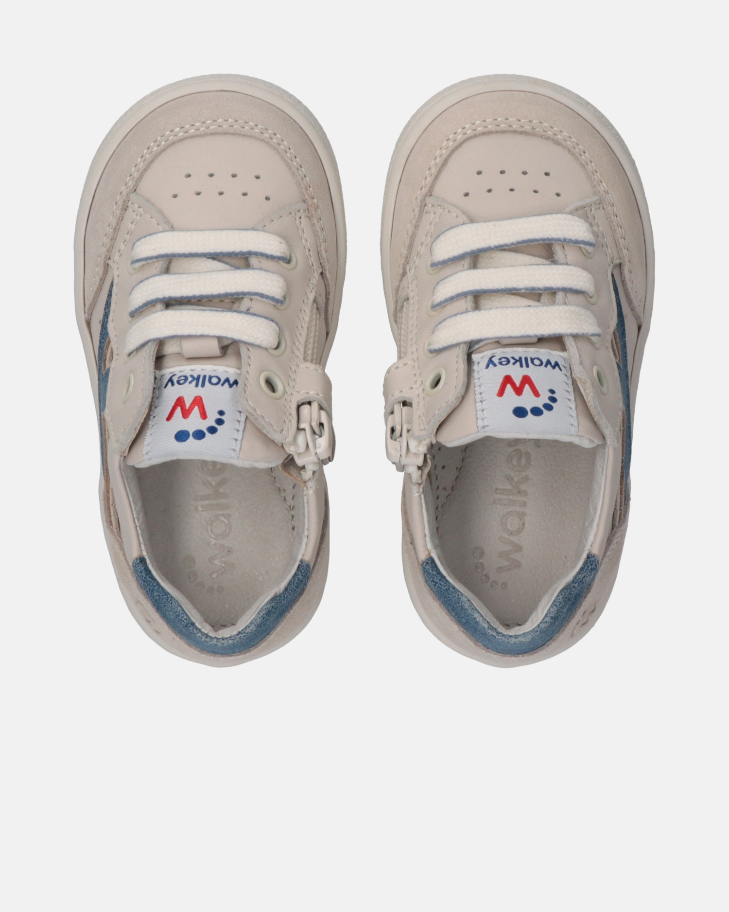 Sneakers bambino avorio con dettagli blu