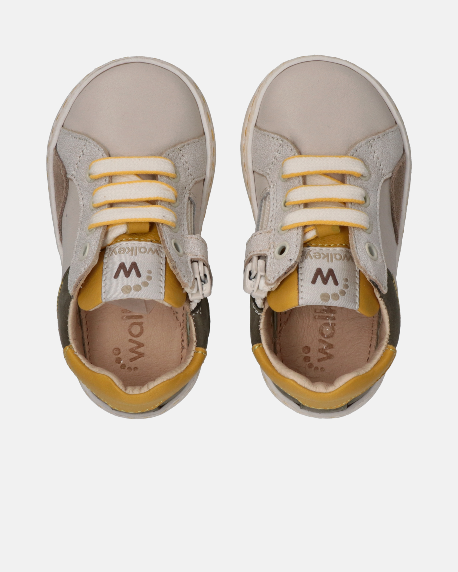 Sneakers primi passi in pelle e nabuk con zip