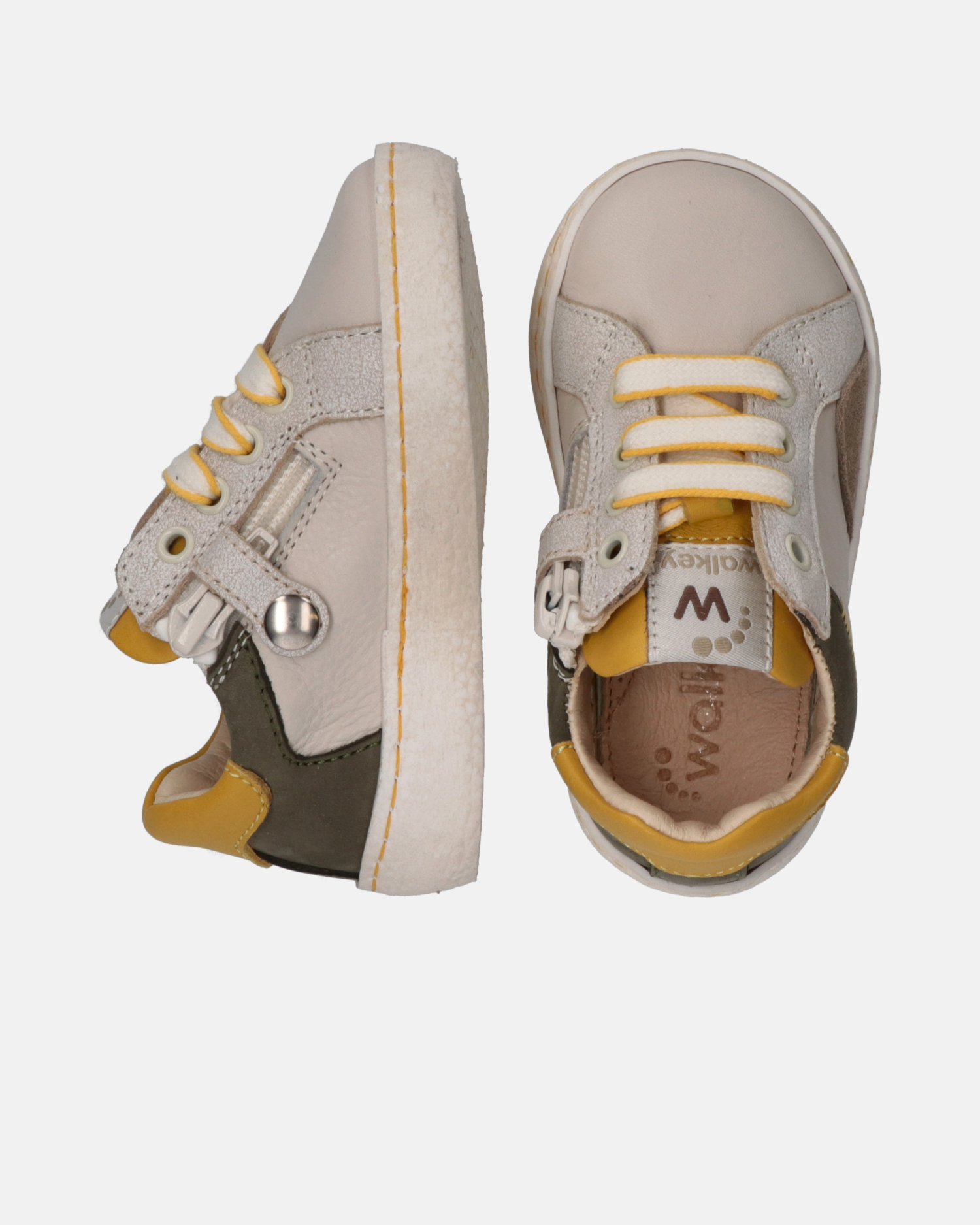 Sneakers primi passi in pelle e nabuk con zip
