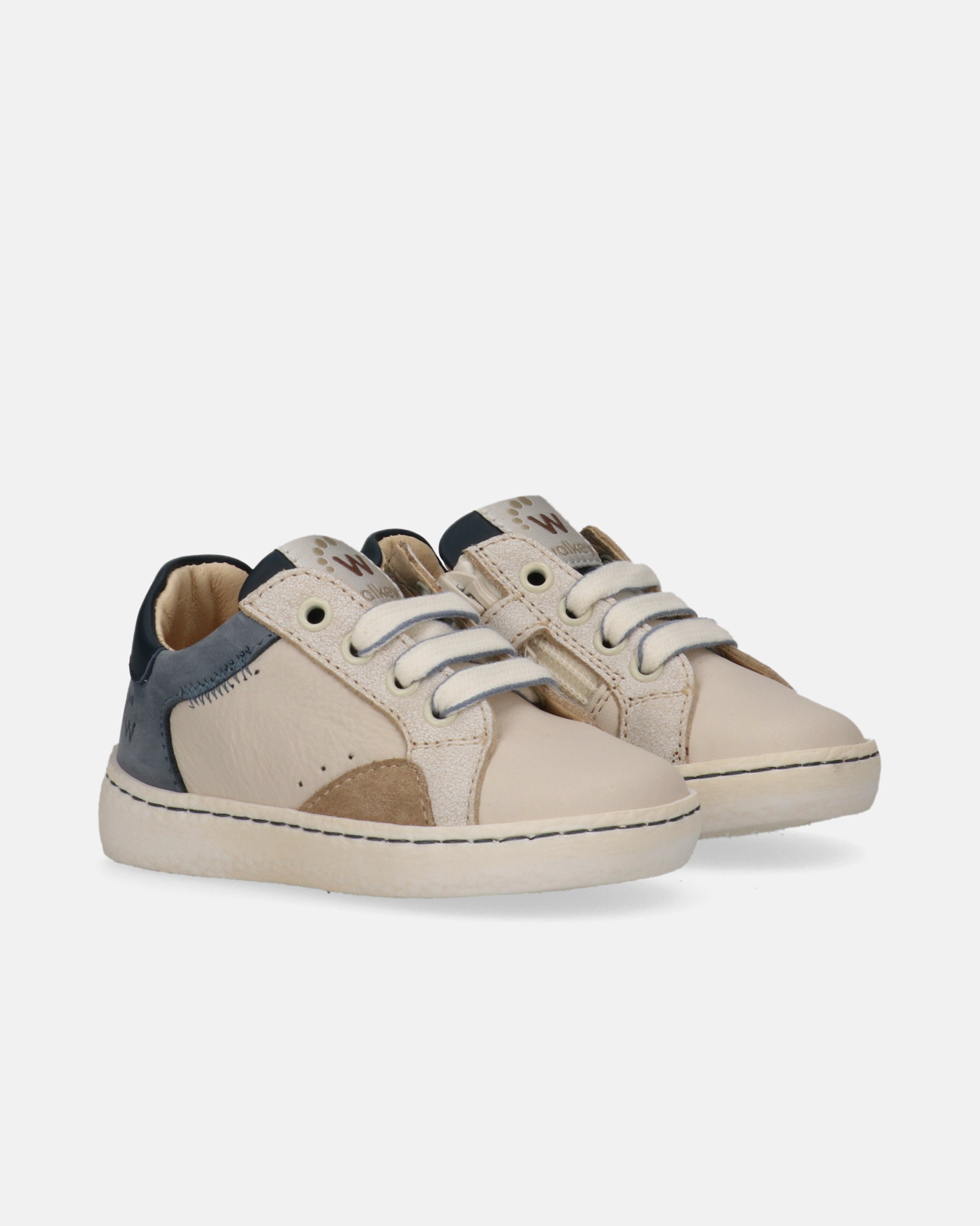 Sneakers primi passi in pelle e nabuk con zip