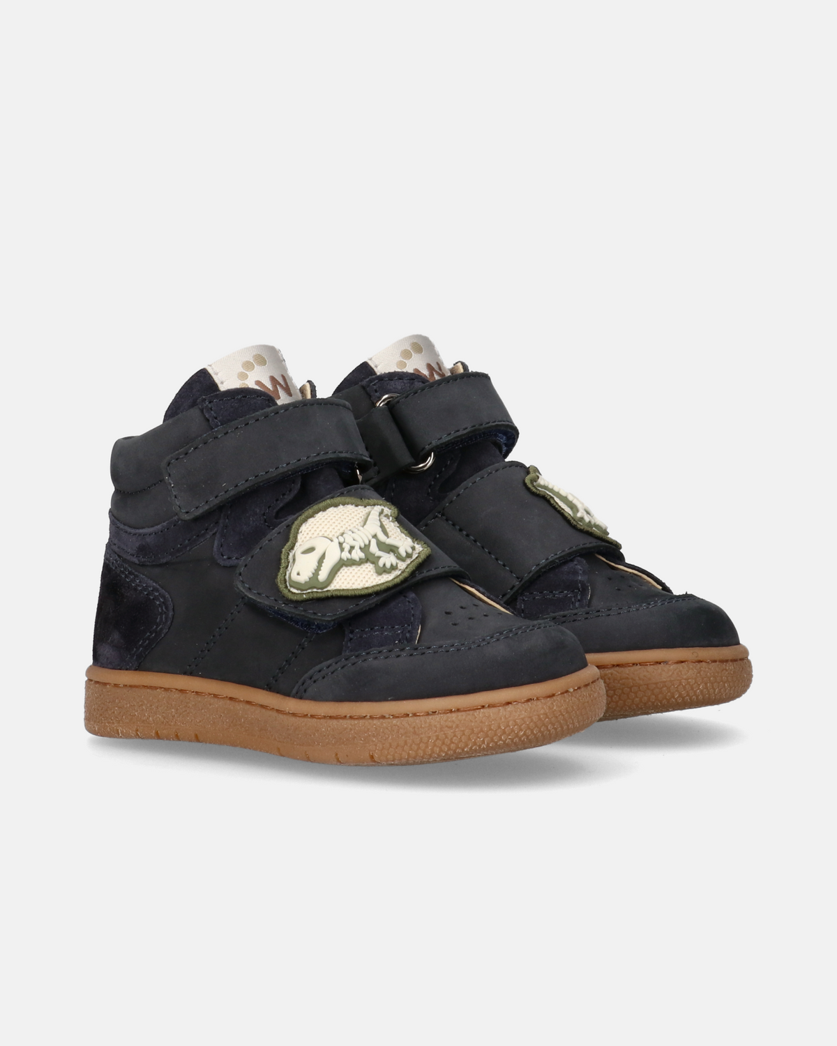 Sneakers alte bambino in nabuk con doppio velcro