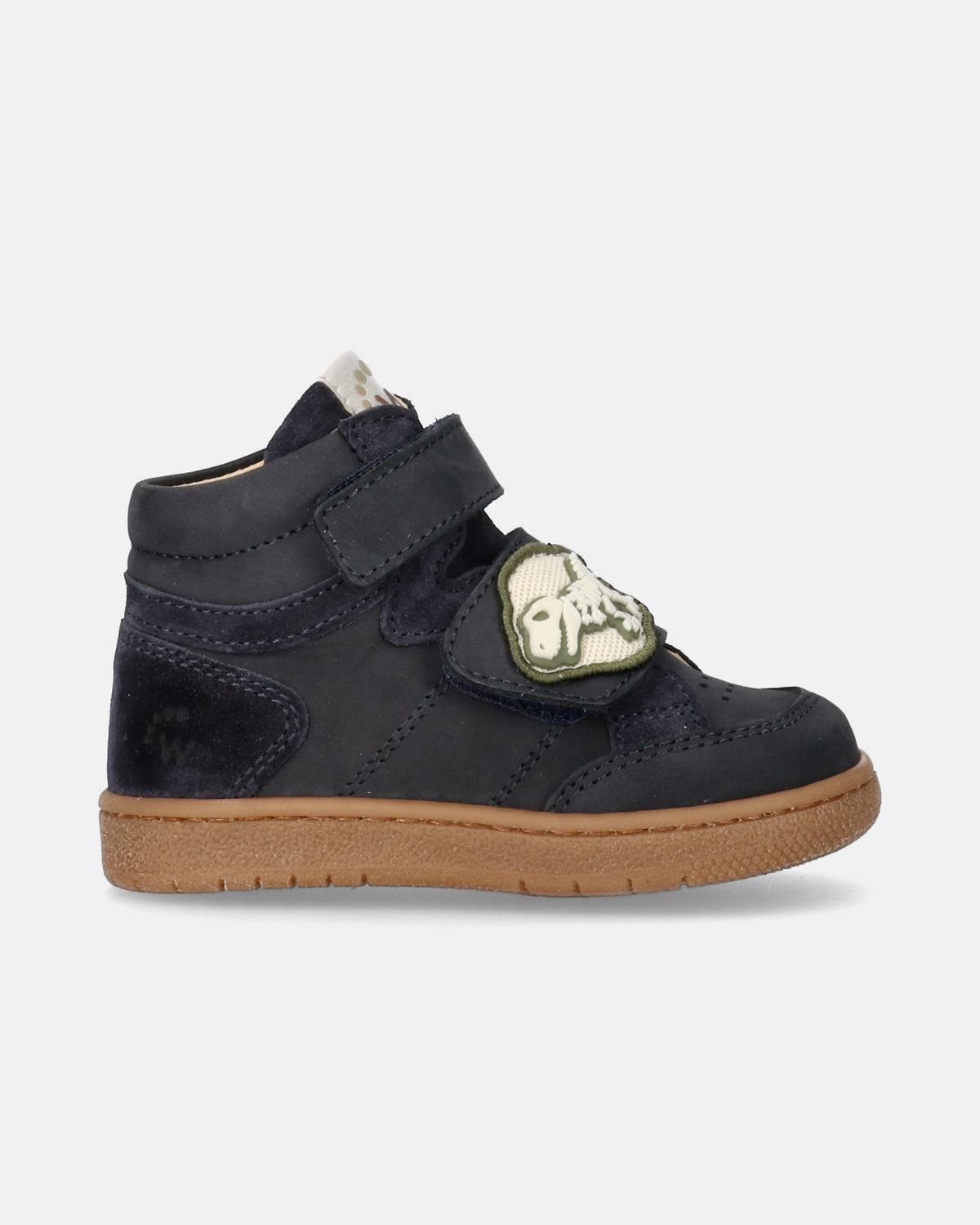 Sneakers alte bambino in nabuk con doppio velcro