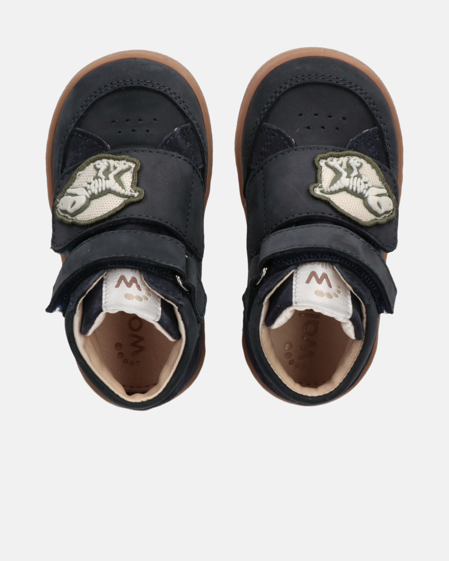 Sneakers alte bambino in nabuk con doppio velcro