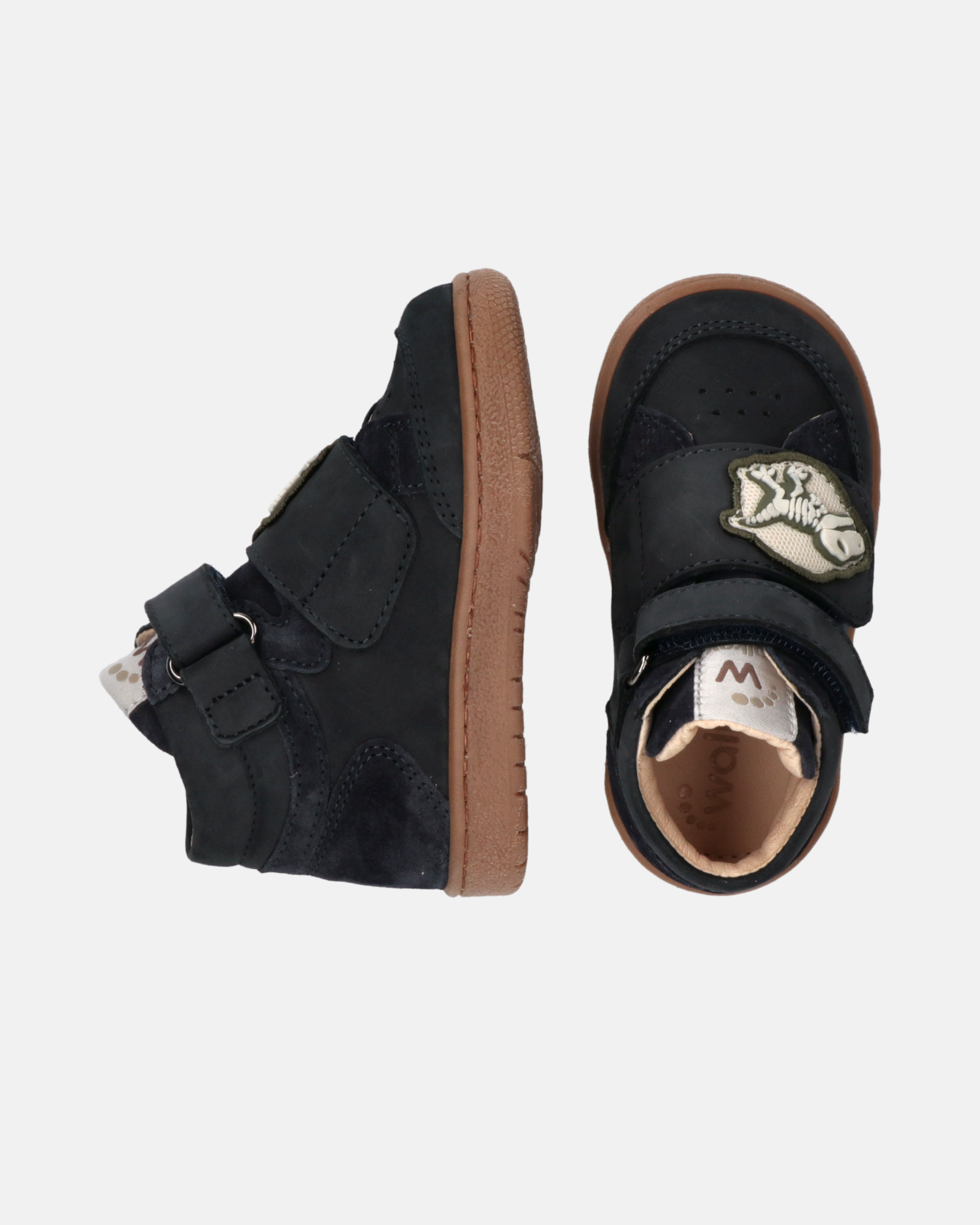 Sneakers alte bambino in nabuk con doppio velcro