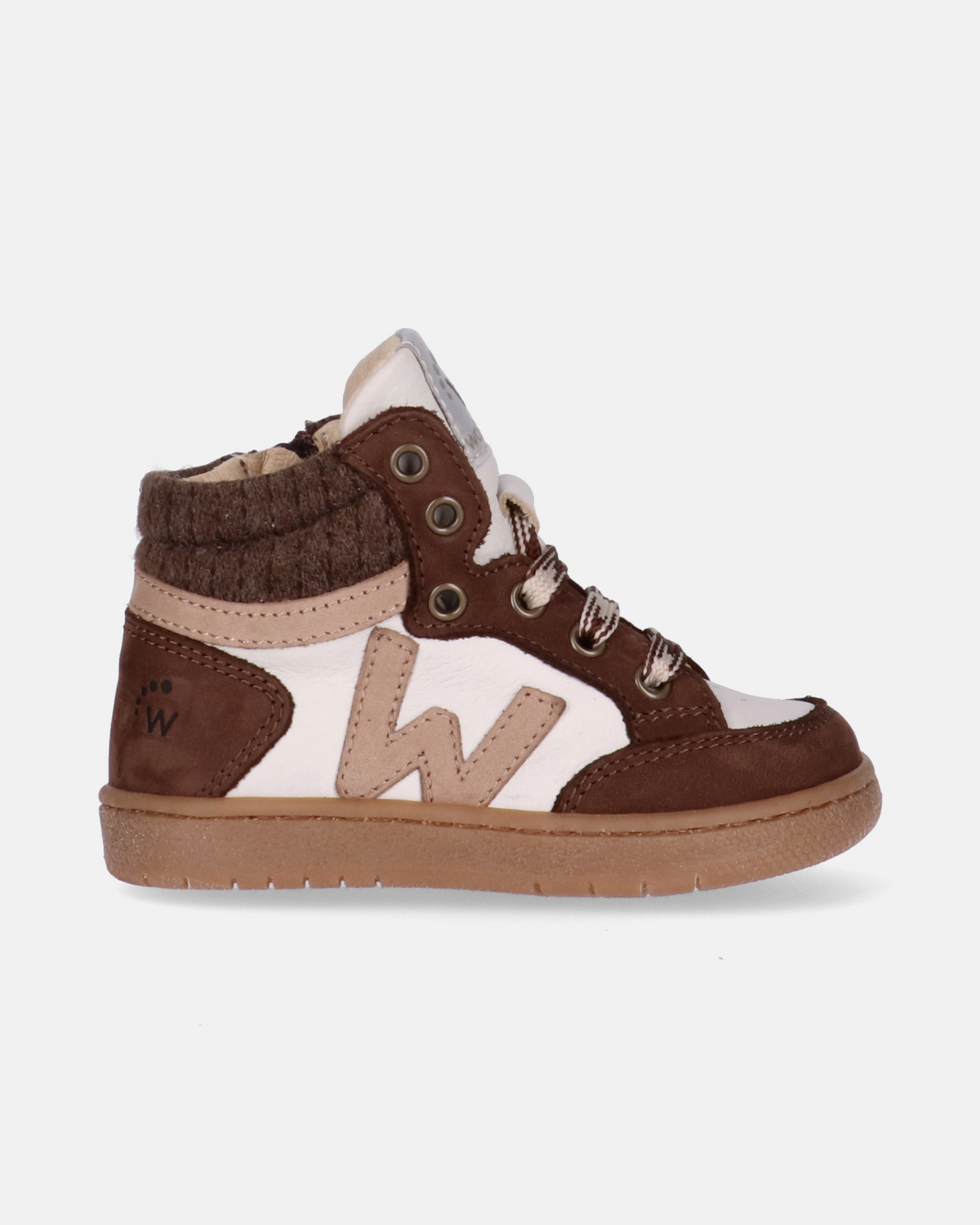 Sneakers alte bambino in pelle e camoscio con dettagli a contrasto
