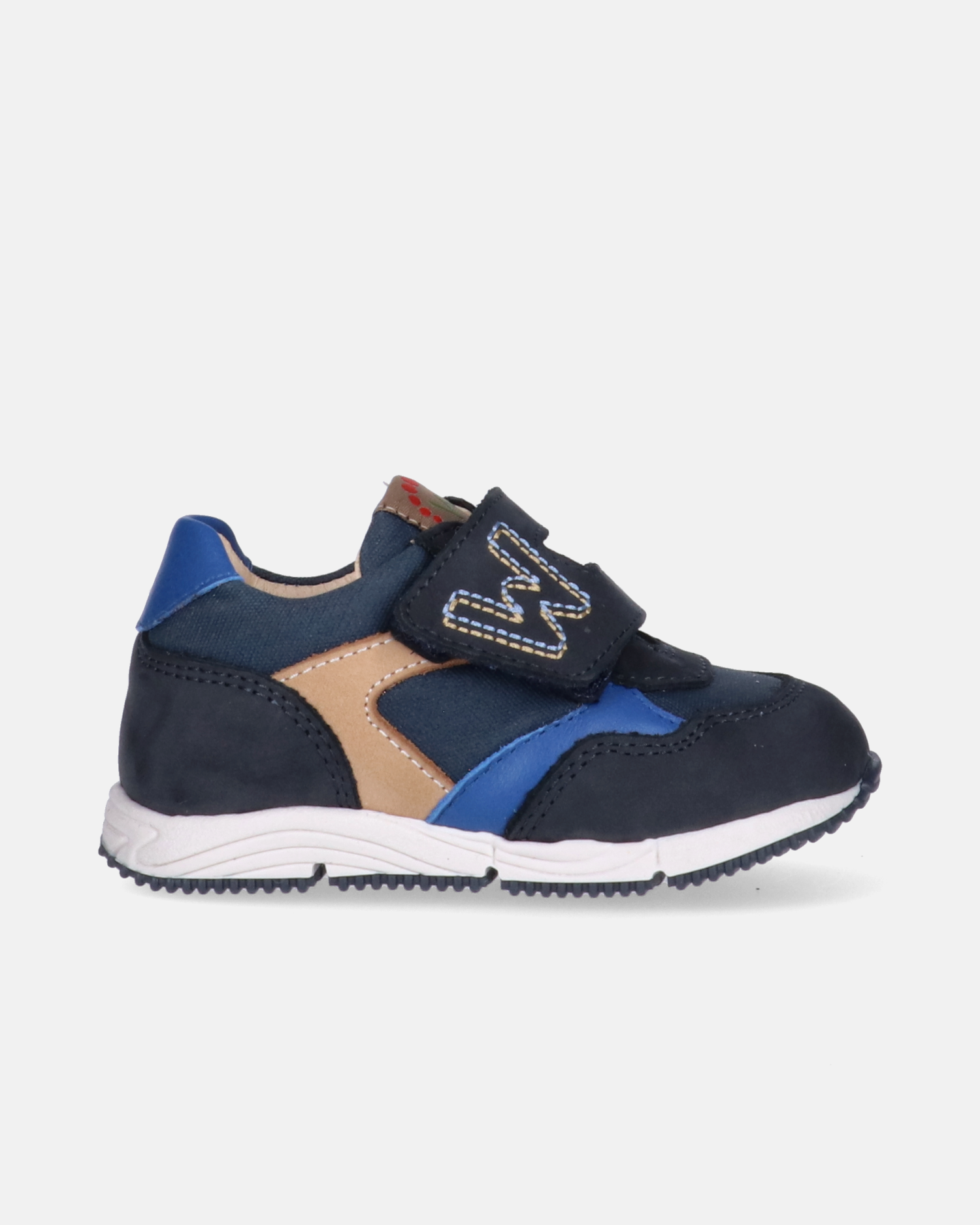 Sneakers bambino in nabuk e tessuto con maxi velcro