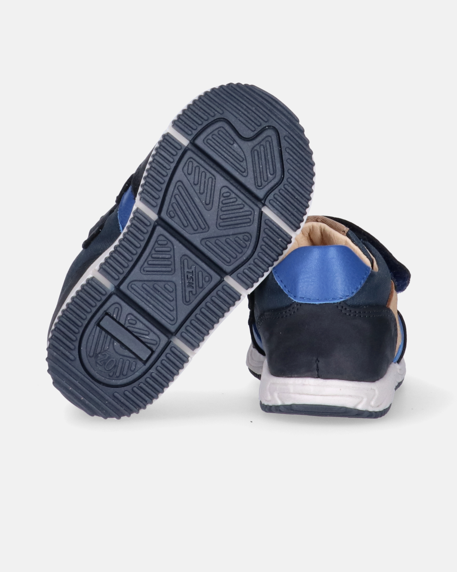 Sneakers bambino in nabuk e tessuto con maxi velcro